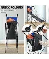 Slickblue Foldable Single Shot Basketball Arcade Game with Electronic Scorer and Basketballs