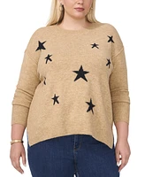 Vince Camuto Plus Star-Patterned Crewneck Sweater