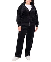 Vince Camuto Plus Size Velour Logo Embossed Hoodie Drawstring Waist Straight Leg Pants Created For Macys