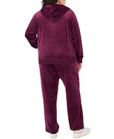 Vince Camuto Plus Size Velour Rhinestone Logo Hoodie Drawstring Waist Straight Leg Pants Created For Macys