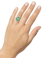 Emerald (1-3/4 ct. t.w.) & Diamond (1/4 Pear Flower Ring 14k Gold (Also Ruby Sapphire)