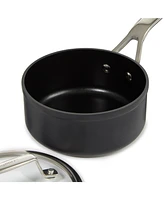 BergHOFF Essentials Non-stick Hard Anodized 6.25" Saucepan 1.3qt. With Glass Lid, Black