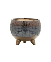 Slickblue Dotted Ceramic Planter With Pewter Accent 5.25"h