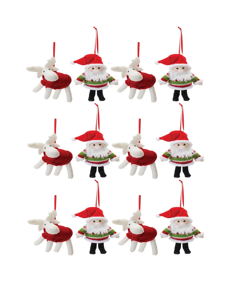 Slickblue Set of 12 Santa and Moose Ornaments for Christmas Decor