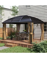 Outsunny 10' x 13' Hardtop Gazebo Canopy w/ Steel Roof, Sidewalls, Gray