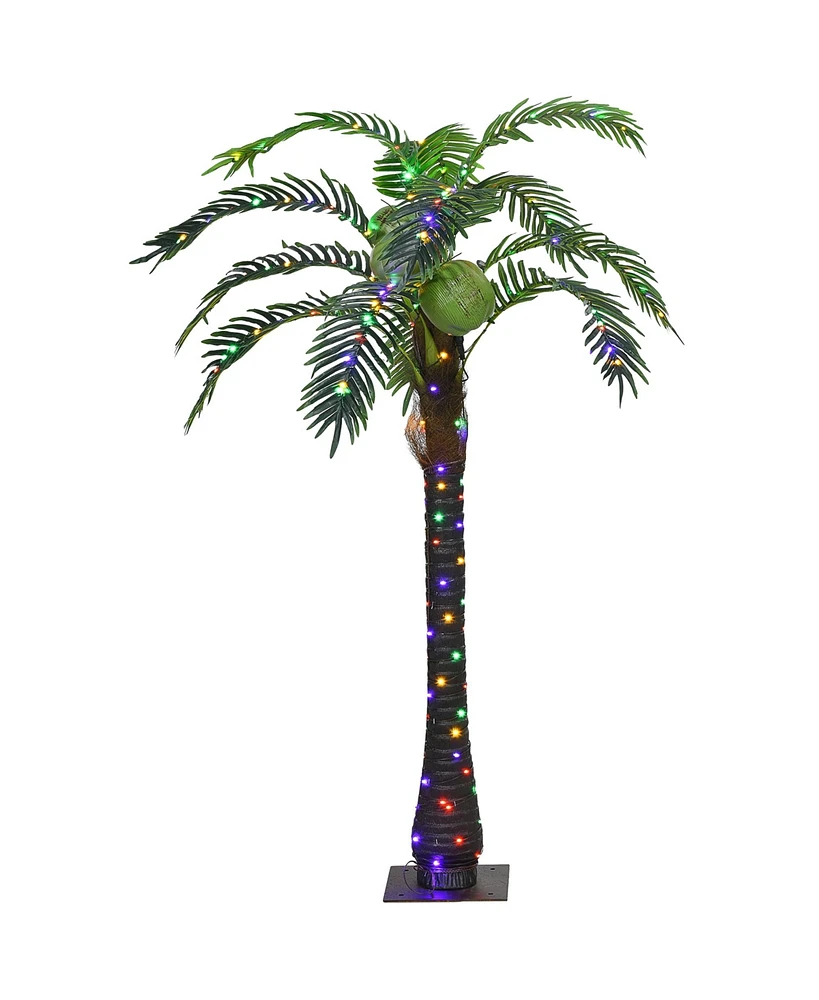 Outsunny 7' Lighted Palm Tree Light Up Artificial Palm Tree with Remote