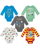 Harry Potter Baby Boys Hogwarts [SizeRangeDescription1] 5 Pack Long Sleeve Bodysuits [SizeDescription1]