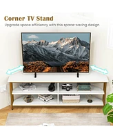 Costway Corner TV Stand for Tvs up to 65" Console Table with Ac Outlets&Usb A Ports
