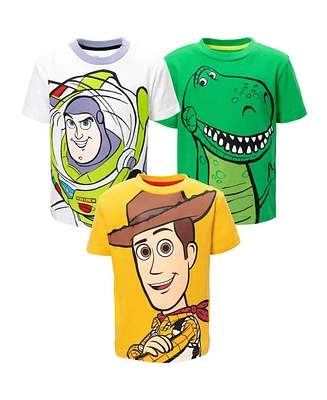 Disney Boys Pixar Toy Story Rex Buzz Lightyear Woody 3 Pack T-Shirts to