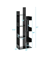 Gymax 8-Tier Bookshelf Bookcase w/8 Open Compartments Space-Saving Storage Rack White