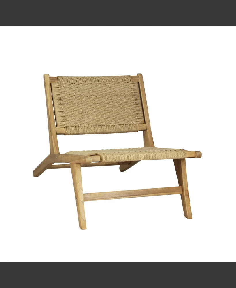 Jonathan Y Parker Mid-Century Modern Woven Seagrass Wood Armless Lounge Chair, Natural