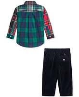 Polo Ralph Lauren Baby Cotton Plaid Shirt & Corduroy Pants Set