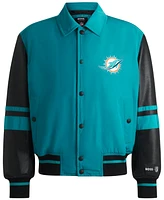 Boss x Nfl Faux-Leather-Polyurethane Sleeves Jacket