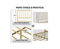 gaomon Gold Metal Bed Frame with Retro Headboard, 14 Inch Platform Bed Frame Mattress Foundation, No Box Spring Needed, Easy Assembly, Full Size