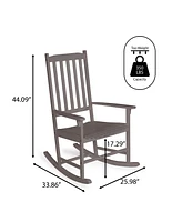 Jonathan Y Seagrove Farmhouse Classic Slat-Back 350-lbs Support Acacia Wood Outdoor Rocking Chair