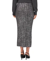 Vince Camuto Women's Cable-Knit Shine Pull-On Midi Sweater Skirt