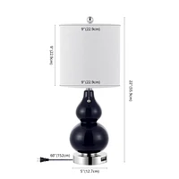 Jonathan Y Cora Classic Retro Glass Led Table Lamp with Usb Charging Port (Set of 2)