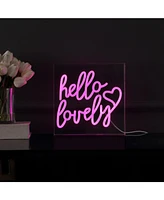 Jonathan Y Hello Lovely Square Contemporary Glam Acrylic Box Usb Operated Led Neon Light Lamp