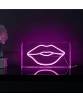 Jonathan Y Lips Contemporary Glam Acrylic Box Usb Operated Led Neon Light