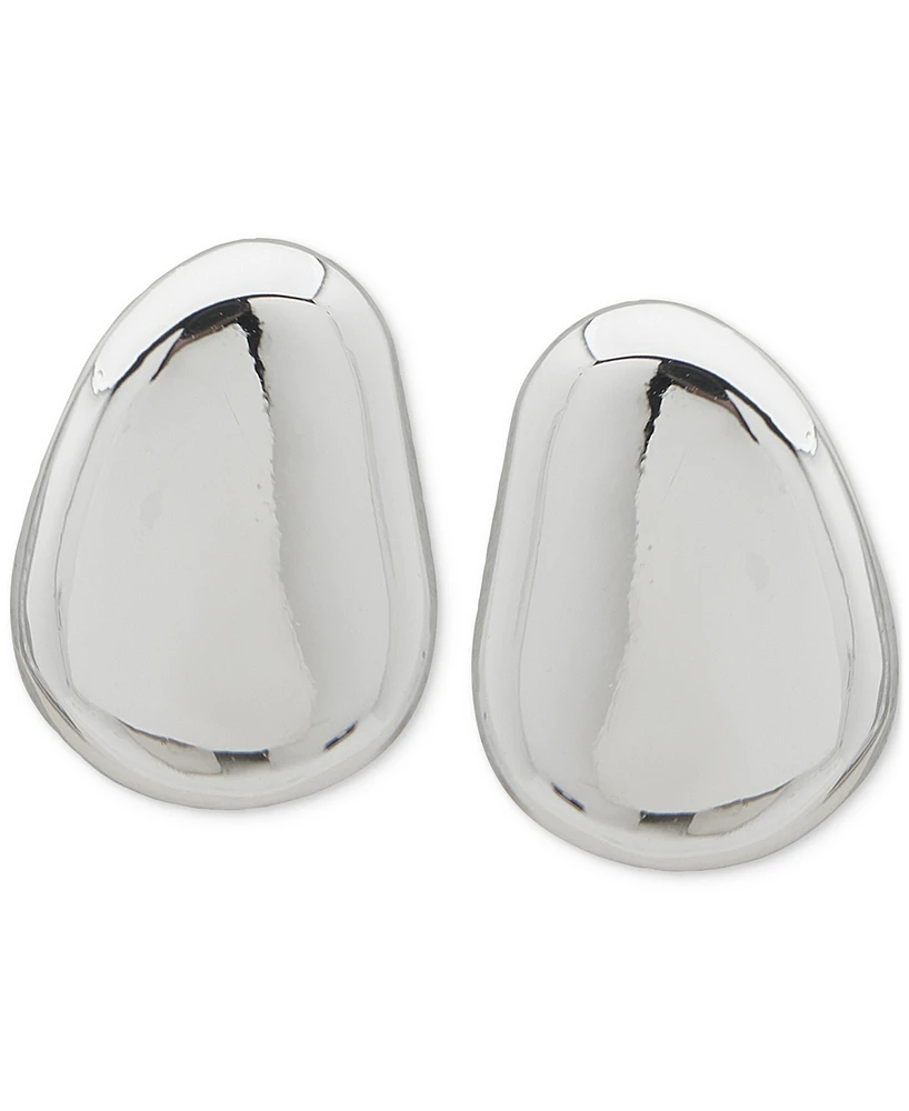 Anne Klein Silver-Tone Pebble Button Post Earrings