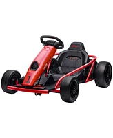 Aosom 24V 8.1 Mph Electric Go Kart with Music, Horn, Slow Start, Pink