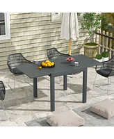 Outsunny Extendable Patio Dining Table for 4-6, Outdoor Dining Table, Gray