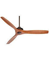 52" Windspun Rustic Farmhouse 3 Blade Indoor Ceiling Fan with Remote Control Oil Rubbed Bronze Brown Walnut Solid Wood for Living Kitchen House Bedroo