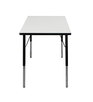 Bintiva Activity Table 24" x 48" (60x120cm) Gray Edge - Legs Adjusts 15" - 24"