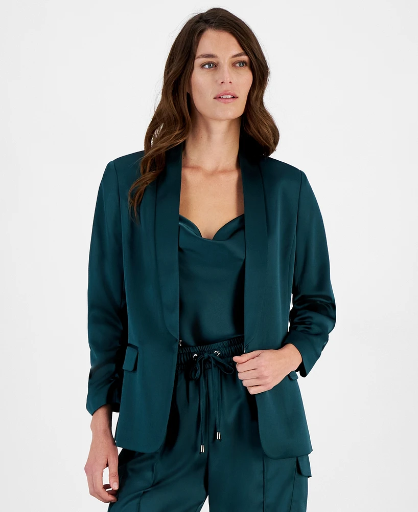 Tahari Asl Women's Shawl Collar Hook-And-Eye Blazer