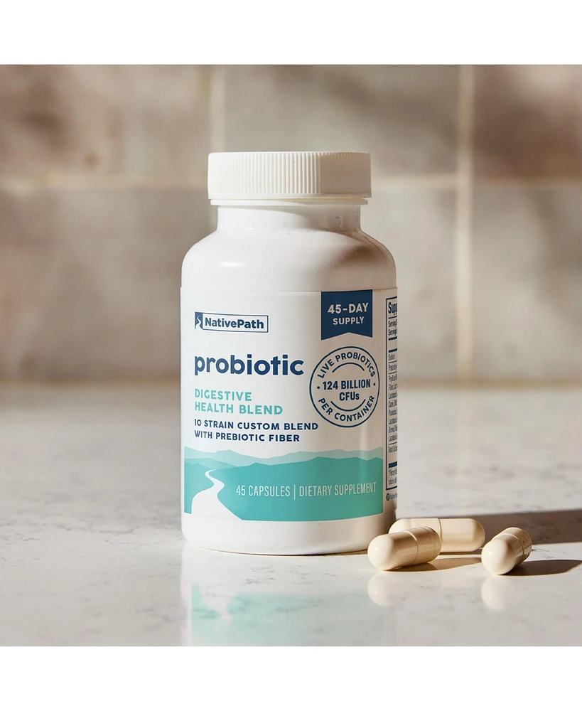 NativePath Daily Probiotic, 10-Strain Custom Blend Probiotics Supplement for Men and Women, 82 Billion CFUs