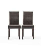 Streamdale Furniture Sleek Bonded Leather Dining Chairs with Dark Stained Legs (Set of 2)