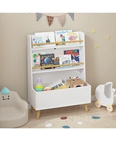 Streamdale Furniture Sturdy Kids Bookshelf w/ Storage Bin & Wall Anchor White 2-Tier