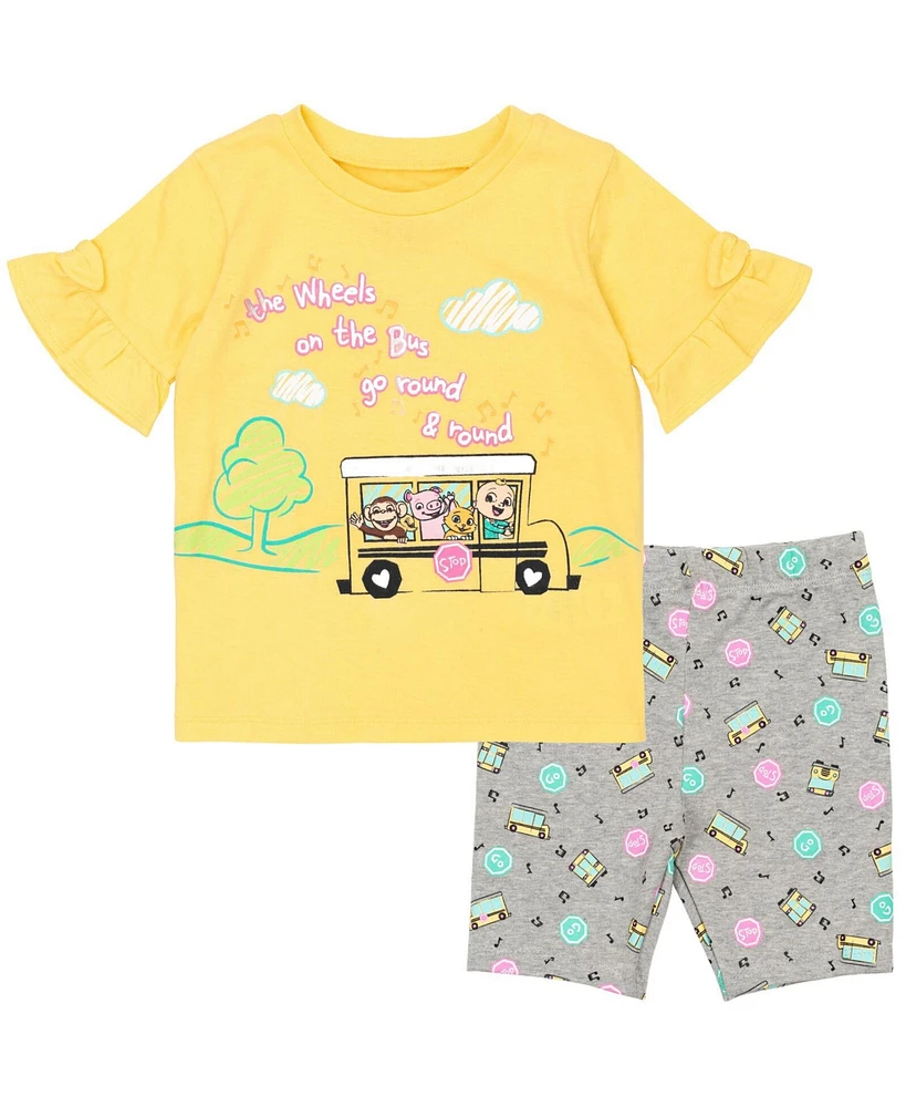 CoComelon Toddler Girls Jj Yoyo Tomtom T-Shirt and Shorts Outfit Set to