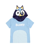 Bluey Boys Hooded Cosplay T-Shirt and French Terry Shorts Outfit Set