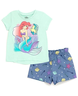 Disney Girls Classics Princess Lilo & Stitch Winnie the Pooh T-Shirt Chambray Shorts to (12 Months