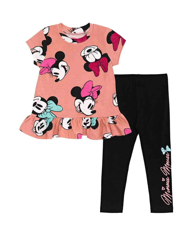 Disney Toddler Girls Minnie Mouse T-Shirt and Leggings Outfit Set to