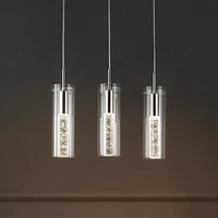 Jonathan Y Mium 21.63" 3-Light Modern Style Iron/Crystal/Glass Integrated Led Linear Pendant, Chrome