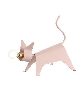 Jonathan Y Penelope 11.75" Modern Industrial Iron Feline Led Kids' Lamp, Pink