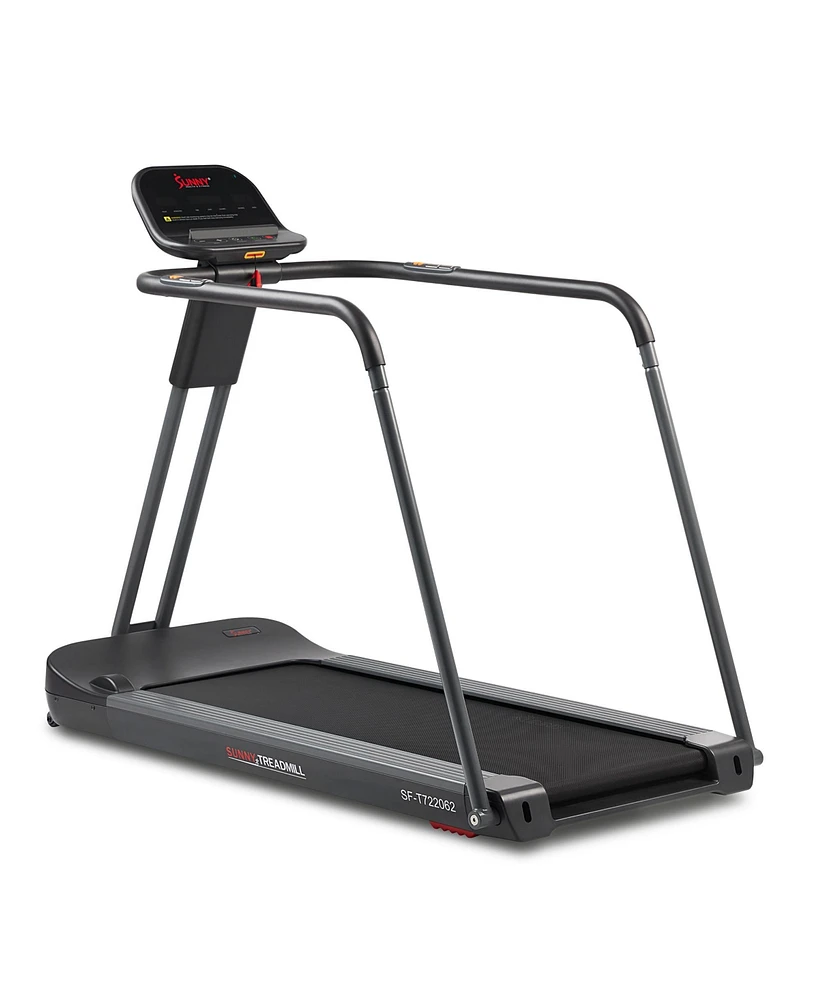 Sunny Health & Fitness Endurance Cardio Running Walking Treadmill with Extended Safety Handrails, Low