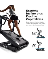 Sunny Health & Fitness Premium Extreme Incline Decline Treadmill, Training Up/ Down Hill Simulator - Sf-X7200