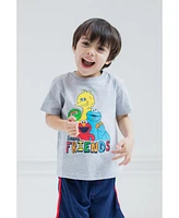 Sesame Street Boys Elmo's Book of Friends 2 Pack T-Shirts and Board Book Set to (12 Months - 7-8)