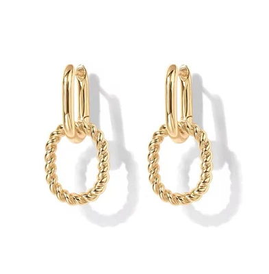 Hollywood Sensation Elegant Gold Link Drop Earrings