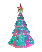 Kurt Adler Pre-Lit Multifunction Smart Holographic Christmas Tree, 25.5 Inches