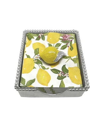 Mariposa Lemon Beaded Napkin Box Set