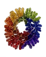 Kurt Adler Un-Lit Foil Rainbow Pride Wreath, 24 Inches