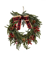 Kurt Adler Unlit Berries and Pinecone Rattan Wreath