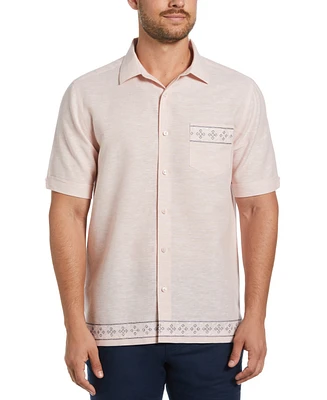 Cubavera Men's Linen-Blend Embroidered Border Short-Sleeve Button-Down Shirt