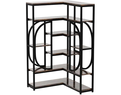 Tribesigns 7-Shelf Corner Bookshelf, Large Modern Bookcase, Tall L-shaped Shelf Stand Display Rack with Storage, Metal Frame for Living