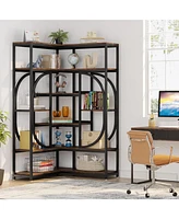 Tribesigns 7-Shelf Corner Bookshelf, Large Modern Bookcase, Tall L-shaped Shelf Stand Display Rack with Storage, Metal Frame for Living