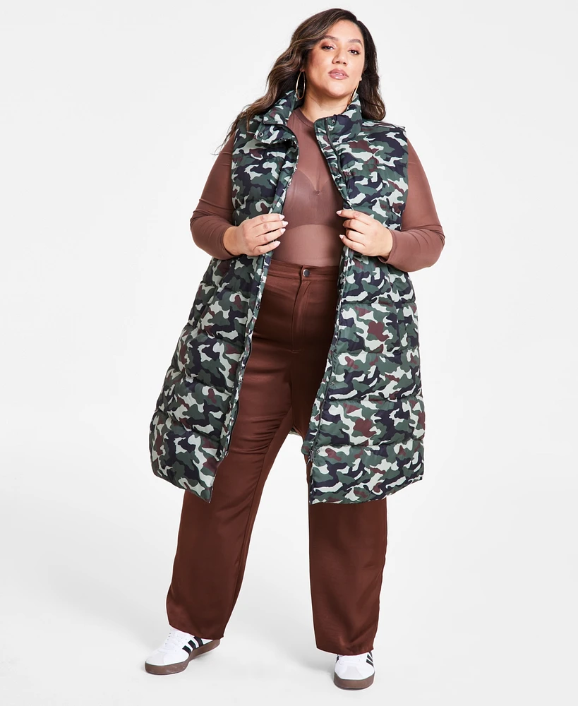 Nina Parker Trendy Plus Camo Maxi Puffer Vest